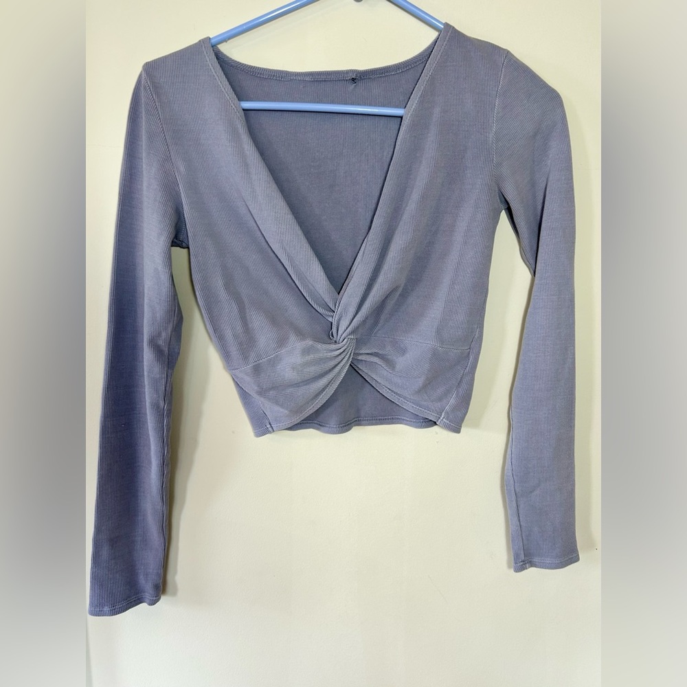 Forever 21 Crop Dusty Blue Twist Top